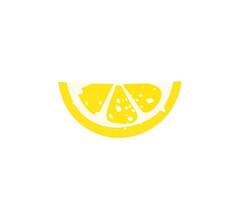 Hand drawn lemon slice isolated on white background. Colorful modern abstract citrus fruit cut piece. Flat cartoon illustration vector