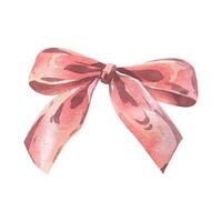The bow is small, cute and graceful in pink, coral, peach shades. Watercolor illustration, hand-drawn on the theme of Bows of coquettes. A separate element isolated from the background vector