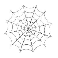 Black round cobweb with dots. Hand drawn watercolor illustration for day of the dead, halloween, Dia de los muertos. Isolated object on a white background. vector