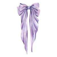 A large bow made of wide ribbon, multi-layered in pink, lilac and purple shades. Watercolor illustration, hand-drawn on the theme of Coquette Bows. A separate element isolated from the background vector