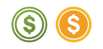Dollar Coin Icons in Green and Gold for Finance, Currency, or Investment Concepts vector