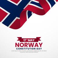 Norway Independence day square banner background with waving ribbon flag vector