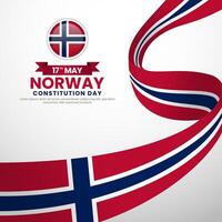 Norway independence day greeting card, square banner background with national flag vector