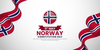 Norway 3d flag for Norway Independence Day banner background with copyspace area vector