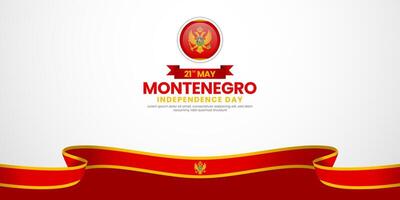 Montenegro ribbon flag for National day background. Template for independence day banner design vector