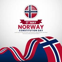 Norway independence day greeting card, square background with realistic national flag vector