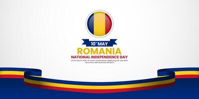 Romania national independence day greeting card background template with waving flag vector