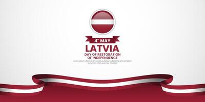 Latvia Day of Restoration of Independence background waving ribbon flag with blank space area vector
