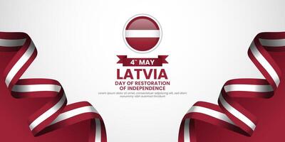 Latvia Day of Restoration of Independence banner background waving ribbon flag with blank space area vector