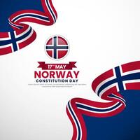 Norway independence day greeting card, square banner background with realistic national flag vector