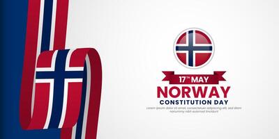 Norway flag ribbon for Independence Day on white background vector