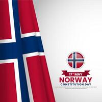 Norway Independence day square background with waving ribbon flag vector