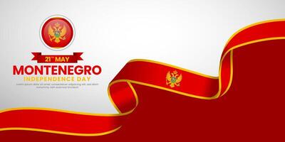 Montenegro waving ribbon flag for National day background. Template for independence day banner design vector