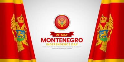 Montenegro independence day banner 21th of May design element with realistic waving flag vector
