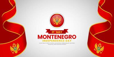Montenegro independence day banner background 21th of May design with realistic waving flag vector
