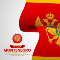 Montenegro independence day square banner background with realistic 3D National flag vector