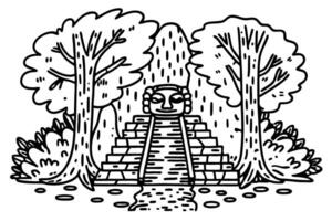 ancient mayan temple amidst jungle trees stone steps, historic monument in lush forest setting vector