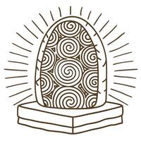 Decorative stone with intricate spiral carvings and radiant lines, symbolizing ancient artistry vector