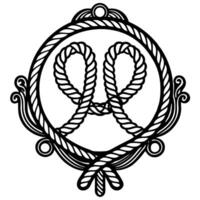 Ornate rope knot emblem with circular design and curved details vector