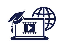 Online learning netbook icon vector