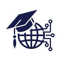 Online learning icon with artificial intelligence vector