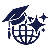Online learning icon with artificial intelligence and mortaboard vector