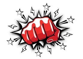hit fist comic style in black color exploding vector