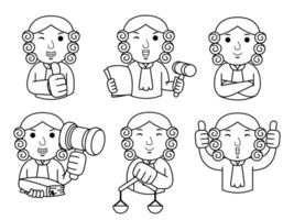 men judge cartoon character line art vector