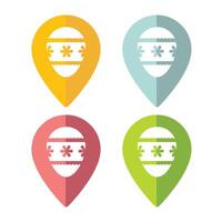 Set of map pointer with easter egg icon. vector
