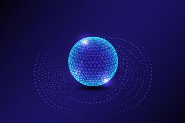 Abstract technology, global network connections and endless circles of dots, Global business concept