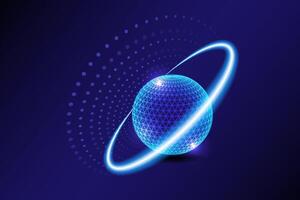 Abstract technology, global network connections and endless circles of dots and large rings, Global business concept vector