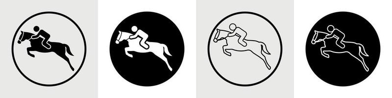 Jumping Horse Icon Set. Filled and Outline Styles for Web Use vector