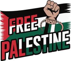 Free Palestine Protest Design Fist with Open Handcuff vector