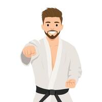 Focused Karate Practitioner in Action. vector
