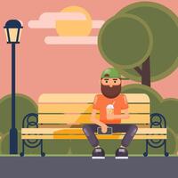 Man with his smartphone wasting time in the garden vector