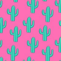 illustration of a seamless pattern featuring green cacti on a vibrant pink background. Ideal for textiles, wallpapers, or digital designs with a playful theme. vector