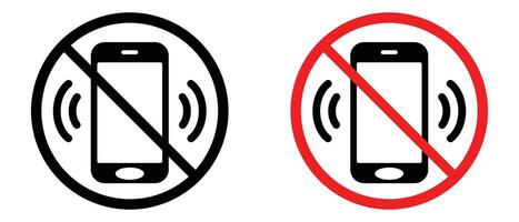 No phone sign. Prohibition sign, do not use the phone. Red slashed circle with phone silhouette inside. Phone is not allowed. Call ban. Round red stop phone sign. No mobile. vector