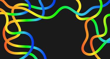 Abstract playful background with neon gradient wavy line. Backdrop with organic curvy curly stripe. Wave line art vector