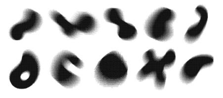 Shape with bitmap black gradient. Gradation organic shape with texture. Pixel blur vector