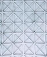 Elegant white vaulted ceiling with intricate partition patterns, creating a sense of architectural sophistication and depth photo