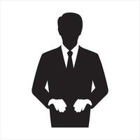 Black Silhouette of a man in a coat with open arms vector
