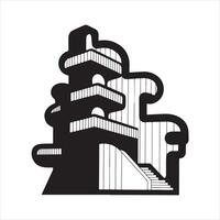 An abstract architecture with a thick outline black silhouette vector