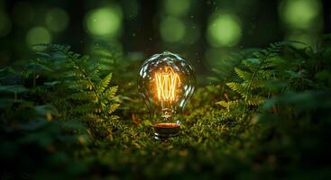 light bulb in the forest photo