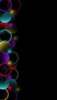black rectangular vertical background with colorful neon circles vector