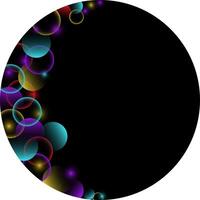 black round background with colorful neon circles vector
