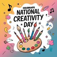Celebrating National Creativity Day with Art, Music, and Color vector