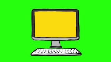 A computer monitor with a keyboard on a green background video