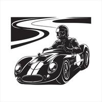 A Fast Racing Driver black vactor silhouette vector