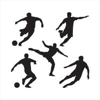 figures of soccer players in various dynamic silhouette black vector
