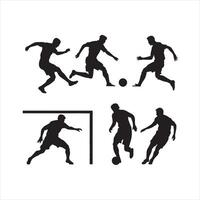 figures of soccer players in various dynamic silhouette vector